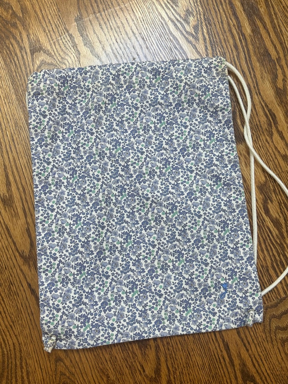 Jacadi Liberty Print Blue Green Floral Drawstring Backpack